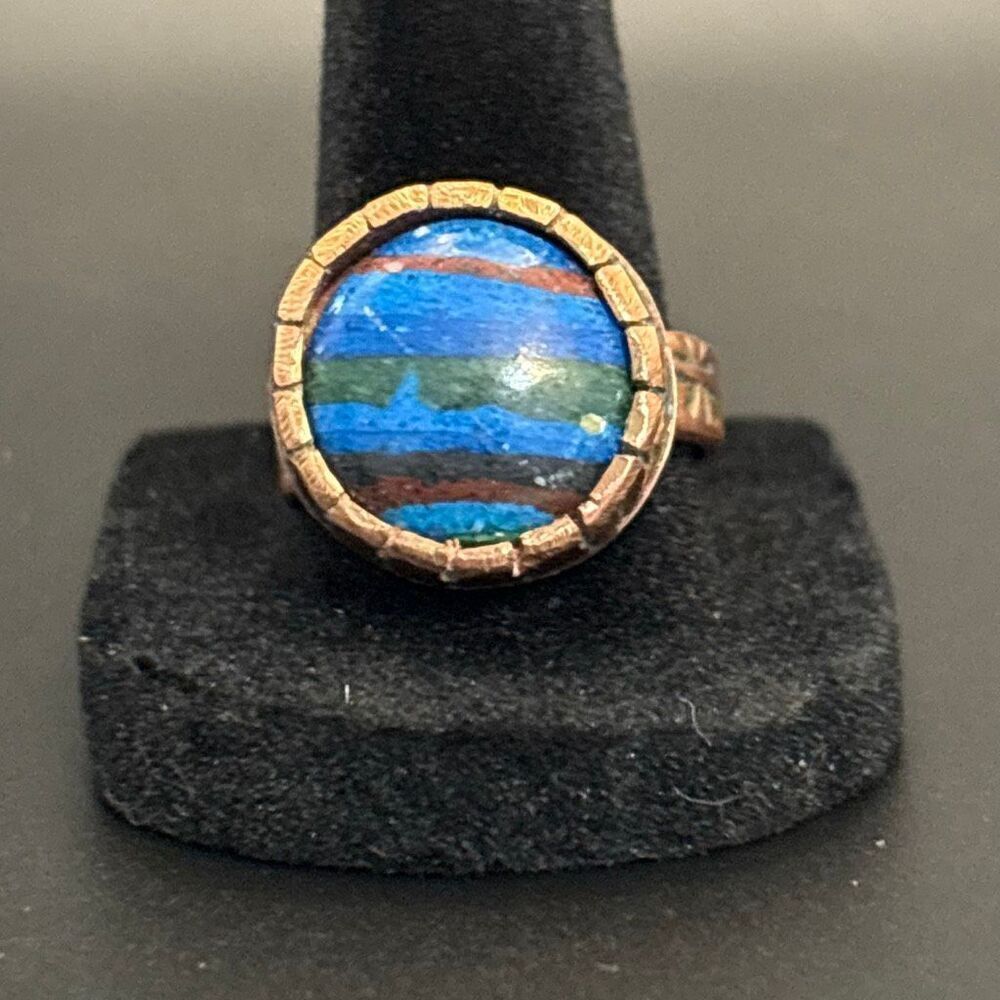 Copper and Blue Calcite Ring, size 10, NEW, Handmade, Artisan